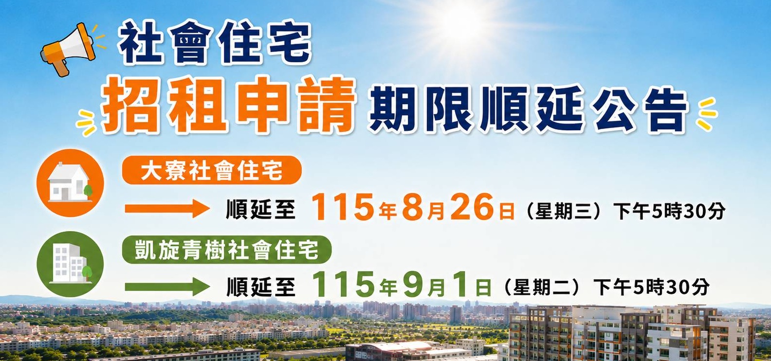 凱旋社宅零星空戶遞補招租